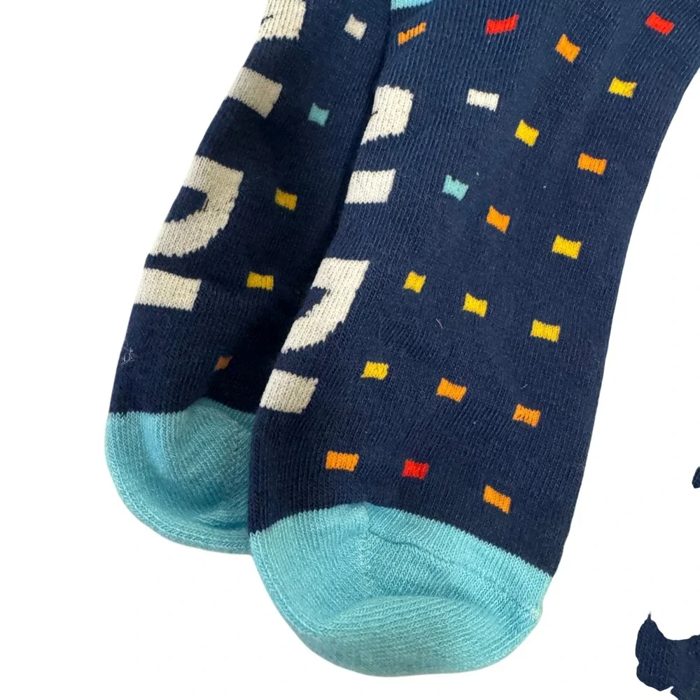 ALDI Gear Socks 2 Pair Womens Small Blue Red Yellow Logo Limited Edition Crew